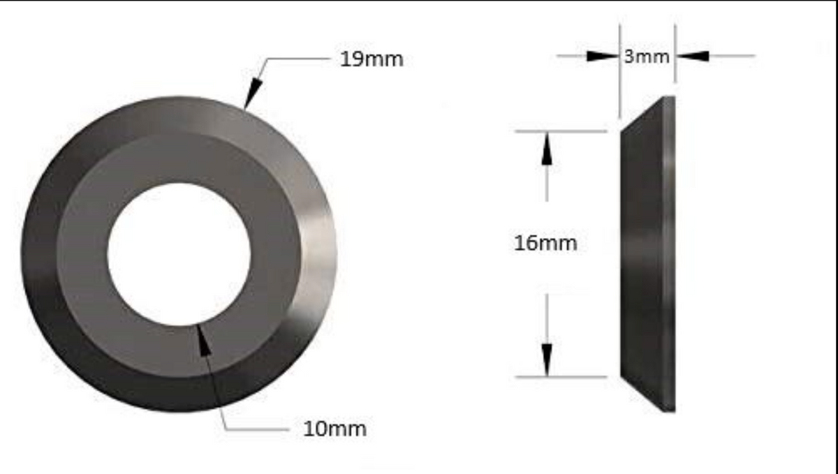 EXTSW BEVELED 10.16 mm ID x 19 mm OD x 3 mm Thick 316 Stainless Washer