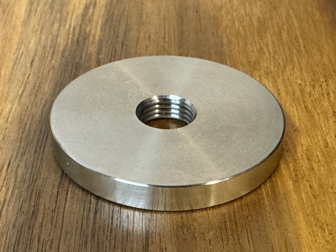 EXTSW 1/2 -20 Tapped / threaded ID x ( 2" / 1.990")” OD x 1/4" Thick 316 alloy stainless spacer, boss