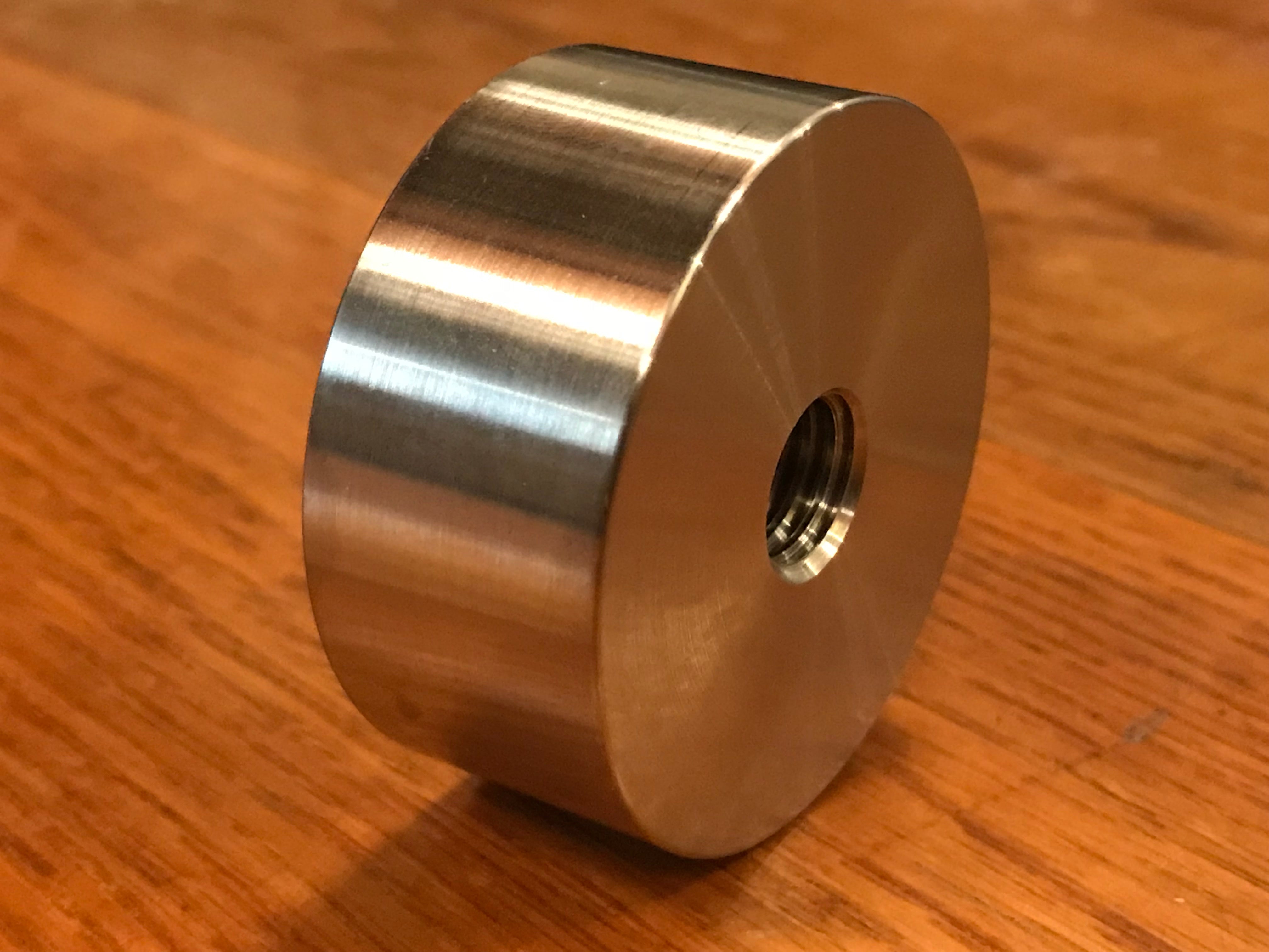 EXTSW 1/2-13 Tapped / Threaded ID x 2" OD x 7/8" Thick 304 Stainless Spacer / Boss